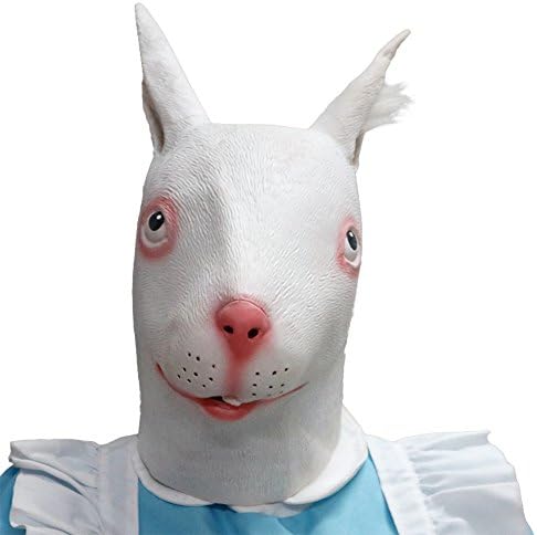 Pretty White Rabbit Latex Mask Anaimal Full Headgear Halloween Mask
