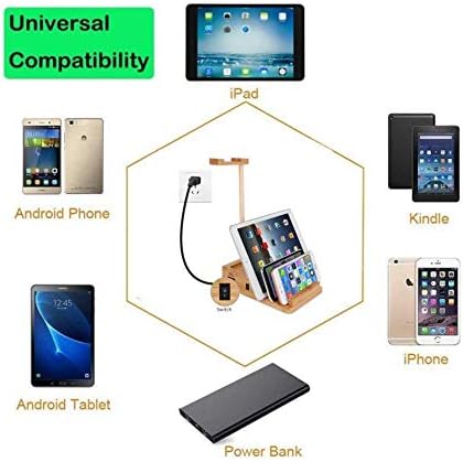 Yisen Handy Universal Wooden Game Earphone Headphone Stand Hanger(Removeble) with Cable Holder Multi Device Smartphone 3-Port USB Charging stations(with power switch and 1.5M UK plug power cord) - Image 3