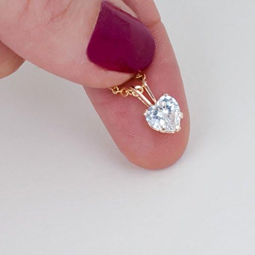 Gold Zircon Heart Necklace - Designer Handmade Delicate CZ Heart Jewelry 15 + 2 inches