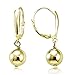 Hoops & Loops - Sterling Silver Ball Bead Dangle Leverback Earrings | Yellow Gold Flash Plated