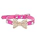 Dog Collars,Haoricu Puppy Hot Cute Crystal Bowknot Small Pet Collar Cat Bell Collar for Dogs Adjustable Leather Buckle Neck Strap Collars (XS, Rose)