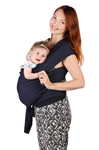 Baby Sling Carrier - Natural Cotton Nursing Cover For Newborns Breastfeeding Sling Baby Soft & Safe Holder Dark Blue Nice Baby Shower Gift by BubblePleasure …