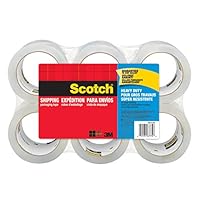 Scotch Heavy Duty Shipping Packaging Tape, 6-Rolls, Great for Packing, Shipping & Moving, 1.88" x 54.6 Yards, 3" Core (3850-6)