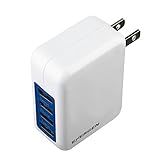 Energen 4.2A 21W Intelligent 4 Port USB Foldable Wall Charger for iPhone, iPhone Plus, iPod, iPad, Samsung Smartphone and other USB devices, Quad USB charger (White)