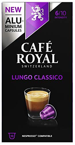 Café Royal Lungo Classico 50 Nespresso®* kompatible Kapseln (aus Aluminium, Intensität 6/10), 5er Pack (5 x 10…