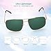 Polarized Sunglasses for Men by LotFancy, Rectangular Gold Metal Frame, Green Lens, UV Protection
