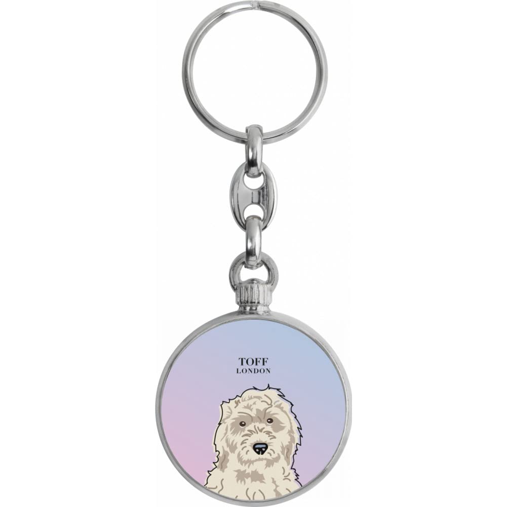 Toff London White Cockapoo Dog Head Keyring