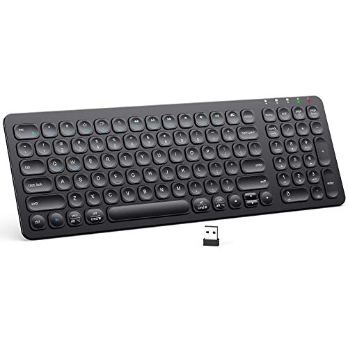 Wireless Keyboard, iClever GKA201B Rechargeable 2.4G Full Size Slim
