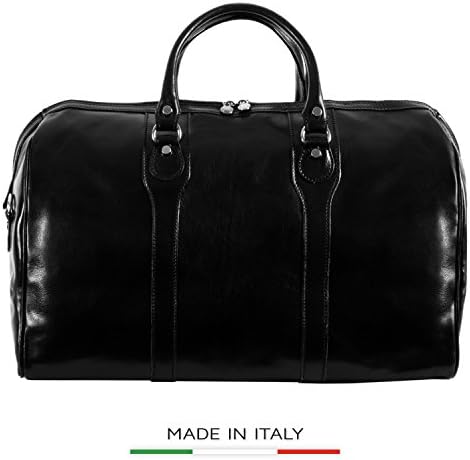 CUSTOM PERSONALIZED INITIALS ENGRAVING Alberto Bellucci Milano Amato Duffel Bag - Black