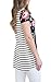 MEROKEETY Women's Floral Print Striped Tee Crew Neck Shirt Short Sleeve Tops with Pocket