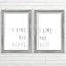 I Like His Beard I Like Her Butt Wall Decor (11x17 inch Unframed Prints, Farmhouse Decor, Butt Beard Sign Set, Great Gift, Typography Art Set of 2, Minimalist Wall Art)