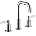 TimeArrow Chrome 8 Inch Widespread Bathroom Sink Faucet 3 Holes with Drain Assembly, High Arc Modern Two Handle Bathroom Vanity Lavatory Faucet with Brass 360° Swivel Spout, TAF288S-CP