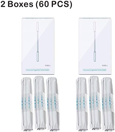 60PCS Wet Alcohol Cotton Swabs Double Head Cleaning Sticks Tool for Cleaning Heat Not Burn Device Heater (2 Boxes 60 PCS)