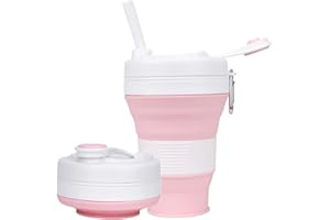 Silicone Coffee Cup with Straw lid Collapsible Cups for Traveling 20oz Lightweight Folding Water Mug for Picnic Hicking Campi