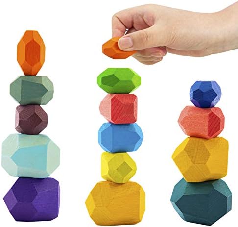 16 Pcs Wooden Stone Balancing Blocks 