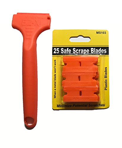 EZ X Razor Blade Scraper with 25 Double Edged Plastic Blades