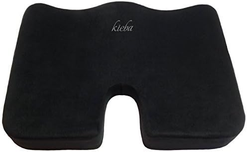 Seat Cushion, Kieba Coccyx Orthopedic Pillow for Tailbone, Sciatica, and Back Pain - Ultra Premium 100% Memory Foam Seat Cushion(Black) by Kieba