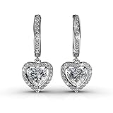 TK Beauty Lovely Swarovski Element Decorate Dorp Earrings With Brass with 18K White Gold plating