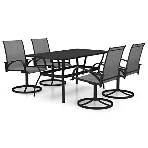 vidaXL Gartenmöbel 5-TLG. Sitzgruppe Gartengarnitur Gartenset Sitzgarnitur Gartentisch Esstisch Gartenstühle Stuhl Tisch Textilene Stahl