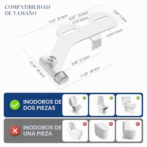 Non-Electric Toilet Bidet Sprayer with Retractable and Self-Cleaning Dual Nozzle, Portable Cold Water Bidet with Pressure Control, Front and Rear Cleaning (TT17NA)