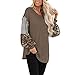 Women Leopard Print Long Sleeve Splicing Striped Casual Tops Patchwork Oversized Pullovers Sweaters Jumper Top Sweatshirts
