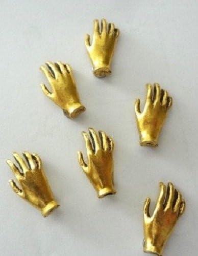 Hand Magnets, Decorative Magnets, 6pc Set, Antique Gold