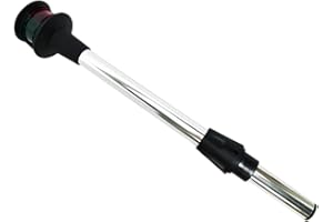 Pactrade Marine Boat Bi-Color Navigation Bow Light Red and Green Pole Light with 12 Inches with 2-Pin Removable Plug in Alumi