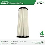 ZVac 4Pk Compatible Vacuum Filters Replacement for Dirt Devil F1 Filter. Replaces Parts# F928, 2JC0280000, 3JC0280000. Fits: Dirt Devil Breeze, Featherlite, Jaguar, Bagless Extra Light, Scorpion