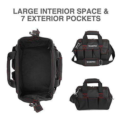 Workpro - Bolsa de herramientas de almacenamiento de boca ancha con parte superior cerrada de 12 pulgadas, W081020A Workpro - Bolsa de herramientas de almacenamiento de boca ancha con parte superior cerrada de 12 pulgadas, W081020A