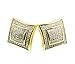 Fellocoo Men's 14k Gold Large Solid Square Kite Shaped Screw Back Stud Earrings