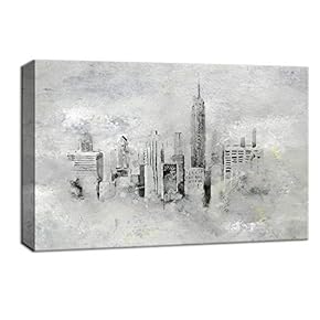 Canvas Wall Art Abstract New York Painting Artwork for Home Decor Framed 12x18 inches
