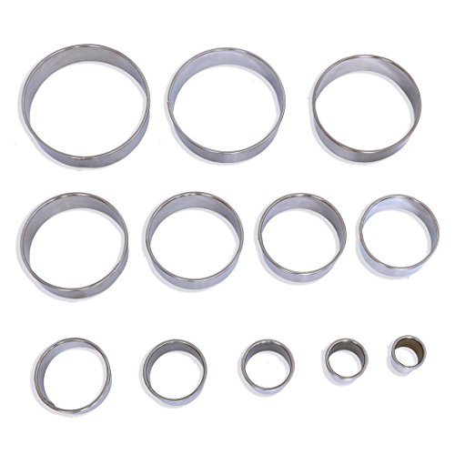 ProTocol Stainless Metal Round Cookie Biscuit Cutter Mousse Dessert Cake Rings Circle DIY Mold for Kitchen Baking Halloween Easter & Christmas (12 pcs)