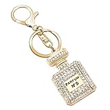 Keychains for Women, Crystal Key Chain Rhinestone Perfume Bottle Key Ring Gift for Womens Bag or Cellphone or Car Pendant (white)