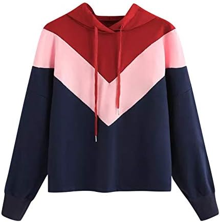 Orangeskycn Women's Sweatshirts Color Block Casual Drawstring Pullover Top