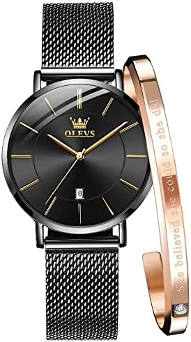 Women\'s Watch, 6.5mm Ultra-Thin Big Fac Japanese Quartz With Date Mesh Bracelet Waterproof Rose Gold Ladies Watch with Date - Ultra Togo | Ubuy main image 2