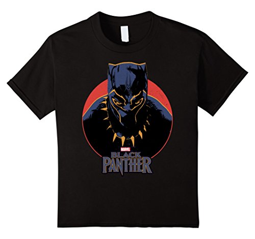 Kids Marvel Black Panther Movie Retro Circle Portrait T-Shirt 8 Black