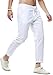 Chouyatou Men's Casual Drawstring Straight Fit Beach Linen Capri Pants