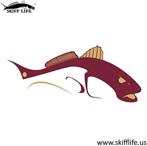 Bull Redfish Car Decal Fish Stickers in Garnet & Gold