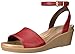 crocs Women's Leighann Anklestrap Lthr Wedge Sandal, Garnet, 8 M US