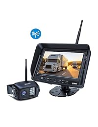 Kit de sistema de cámara de copia de seguridad inalámbrica digital, cámara de visión trasera inalámbrica impermeable IP69K + monitor LCD de marcha atrás inalámbrico de 7 '' para remolques, vehículos recreativos, autobuses, camiones, remolques de caballos,