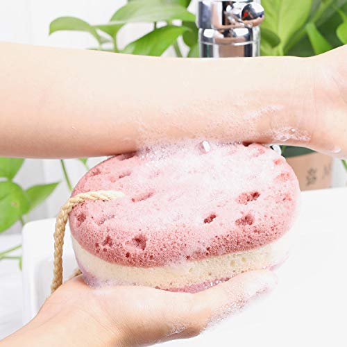KECUCO 3 Pcs Soft Bath Sponge for Women, Men, Kids, 100% All Natural Fiber Gentle & Soothing Body Sponge, 3 Different Colors and Extra Large Size XL with Fine, Soft, Rich Foam (for Children/Kids)