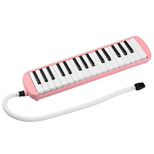 32 Piano-Style Melodica Musical Education Instrument for Beginner Kids Children Gift with Carrying Bag (Pink)