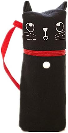 Huayoung Lovely Cat Cotton Pencil Holder Large-volume Pen Case Vertical Pen Holder with Zipper and Handle (E)