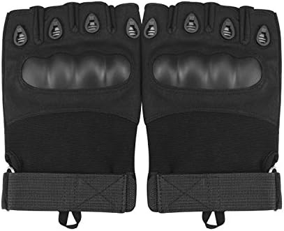 Uineye Tactical Gloves Military Hard Knuckle Outdoor Fingerless Gloves for Cycling Motorcycle Hiking Camping(Black, L)