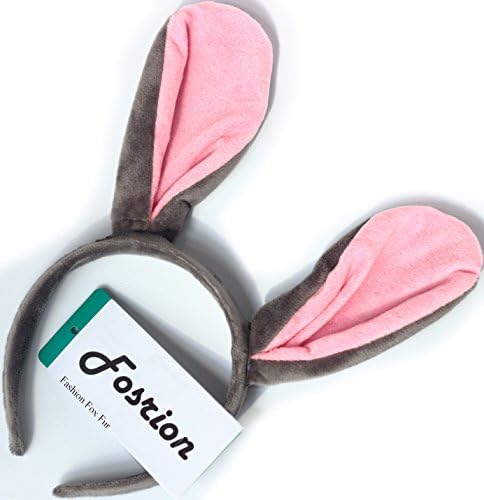 Fosrion Rabbit Ear Headband Hair clips Cosplay Toy hair accessory shackles hair Adult Kid(gray)