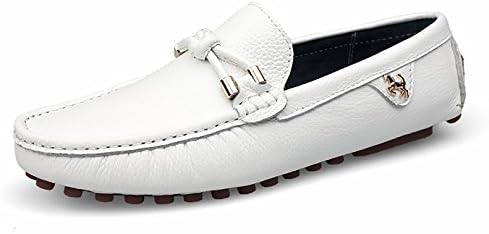 CIROHUNER Men's Casual Leather Loafers Slip-on Driving Shoes (8.0 US, White)