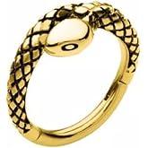Pierced Owl 16GA 316L Stainless Steel Snake Skin Hinged Segment Ring (Gold Tone)