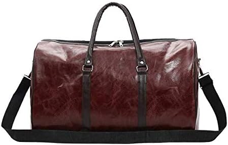 Andensoner Retro PU Leather Gym Bag, Waterproof Travel Duffel Bag Sports Shoulder Bag With Separate Shoe Compartment For Men Women