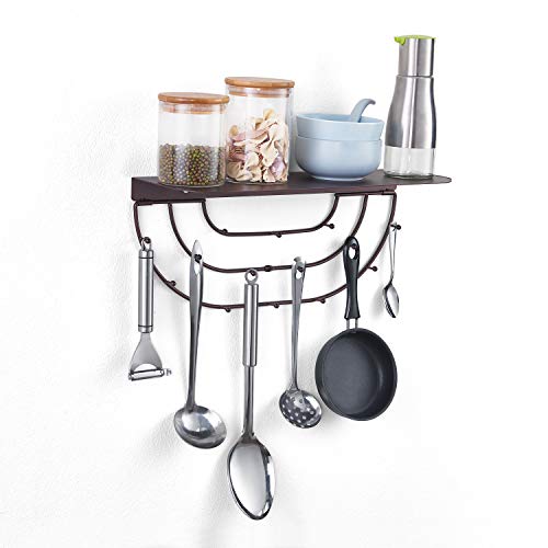 MXARLTR Floating Shelf Wall Mounted, Sturdy Iron Shelf for Kitchen, Bathroom Decor Storage Key Hooks Shelf with Hooks