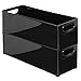 mDesign Plastic Video Game and DVD Storage Organizer - Game and Movie Disc Holder Bin with Handles for Home Media Console Stand and Closet Shelf - Ligne Collection - Black